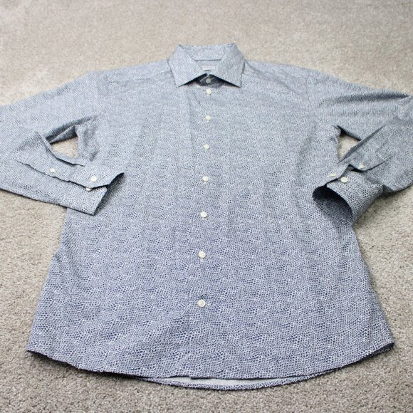 ETON Shirt Mens 17, 43 Blue Signature Twill 100% Cotton Long Sleeve Button Down - Picture 3 of 13
